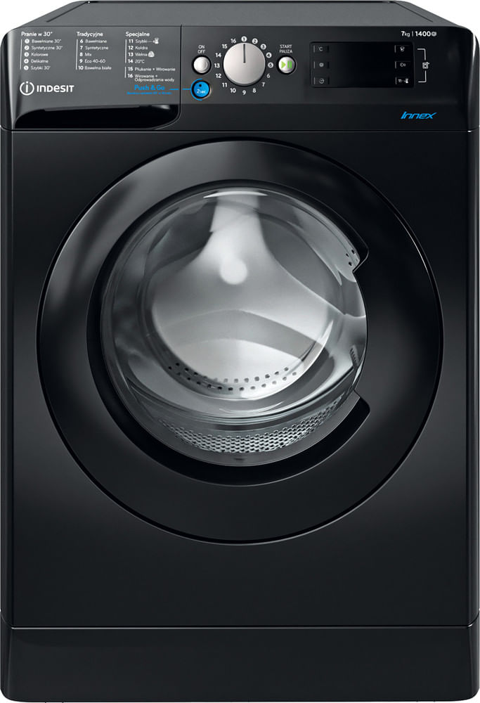 Indesit Pralka Wolnostojące BWE 71452X K PL N Czarny Ładowany od frontu E Frontal