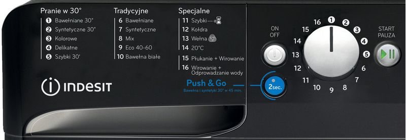 Indesit Pralka Wolnostojące BWE 71452X K PL N Czarny Ładowany od frontu E Control panel