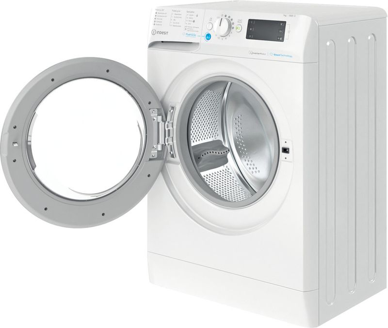 Indesit Pralka Wolnostojące BWSE 71095X WSV PL Biel Ładowany od frontu B Perspective open