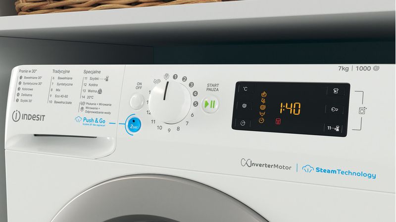 Indesit Pralka Wolnostojące BWSE 71095X WSV PL Biel Ładowany od frontu B Lifestyle control panel