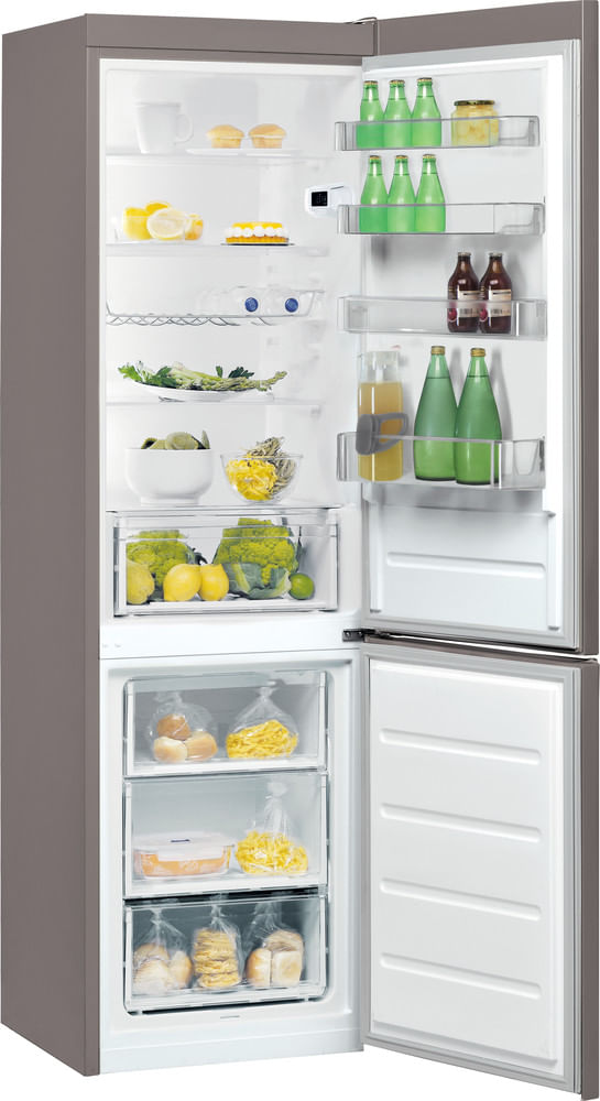Indesit Lodówka z zamrażarką Wolnostojące LI9 S2E X Inox Dwudrzwiow(y)a Perspective open