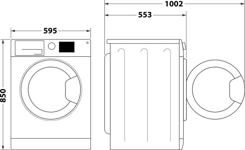 Indesit Pralka Wolnostojące BWE 71452X K PL N Czarny Ładowany od frontu E Technical drawing
