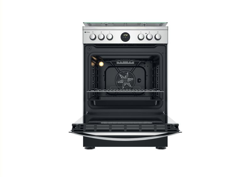 Indesit-Kuchenka-IS67G8CHX-E-Inox-Gazowy-Frontal-open