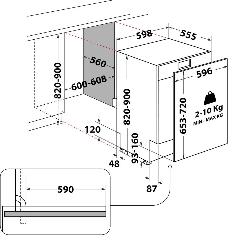 Indesit-Zmywarka-Do-zabudowy-D2I-HD524-A-Zintegrowane-E-Technical-drawing